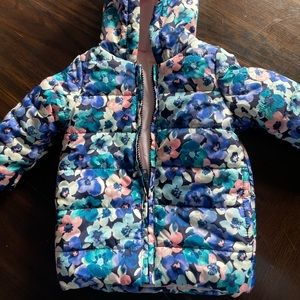 Gymboree Infant Girls Coat Size 6-12 months Flowers blue pink and tread green